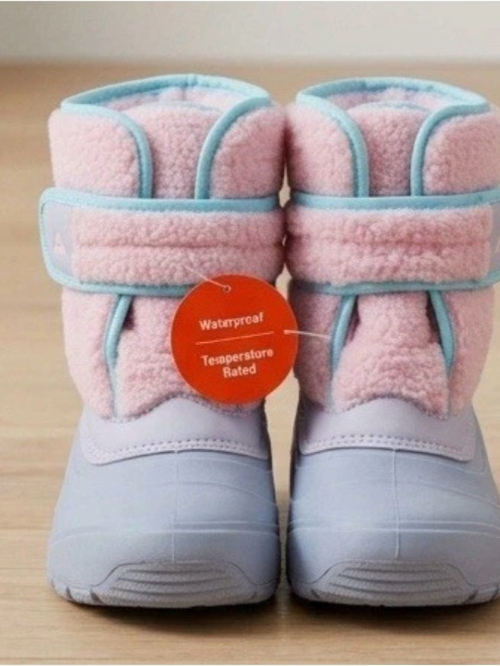 Kids Waterproof Pink and Light Blue Winter Boots